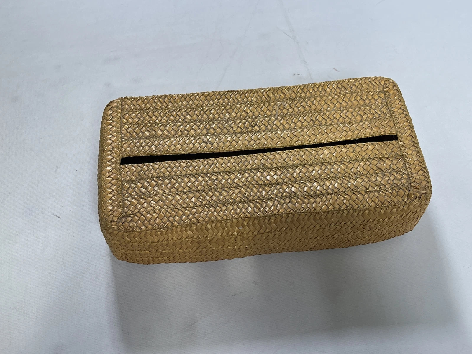 Tan Woven Basket Flat Tissue Box Holder EUC | eBay