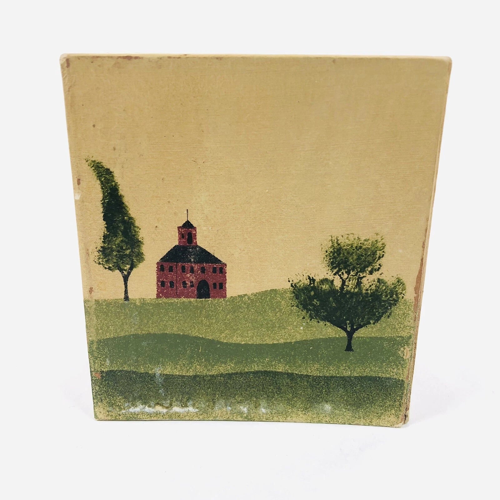 VTG Hand Painted Tissue Cover Box Square Two Thirds Country Farmhouse Cottage | eBay