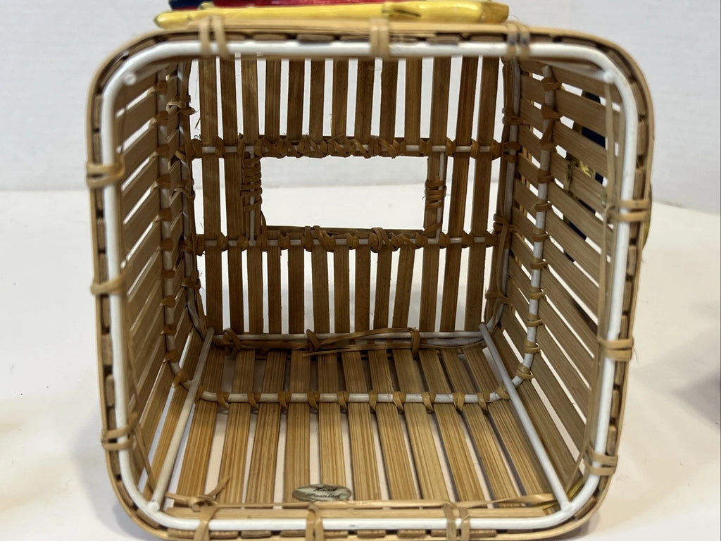 VTG 6" Bamboo Cane Wood Tissue Cube Box Cover Holder Tiki Tropical Beach | eBay