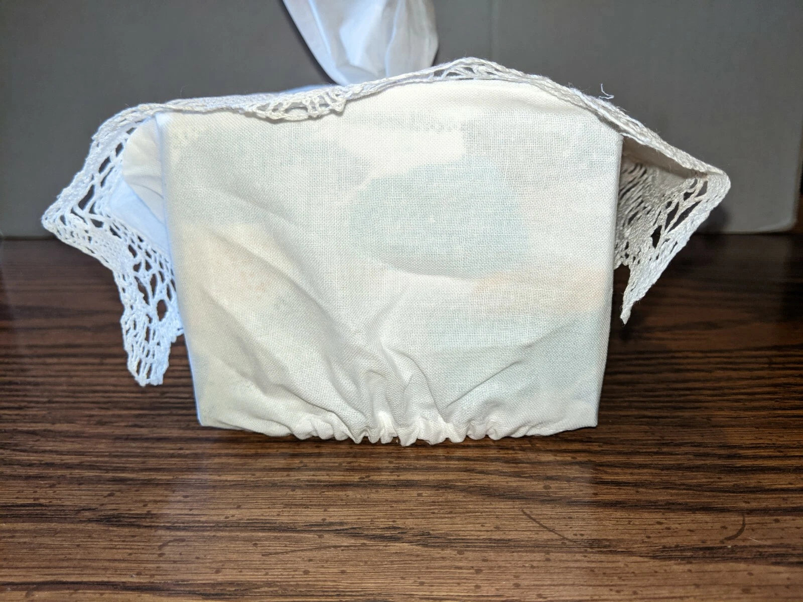 Vintage White Cotton Embroidered & Crochet Tissue Box Cover | eBay
