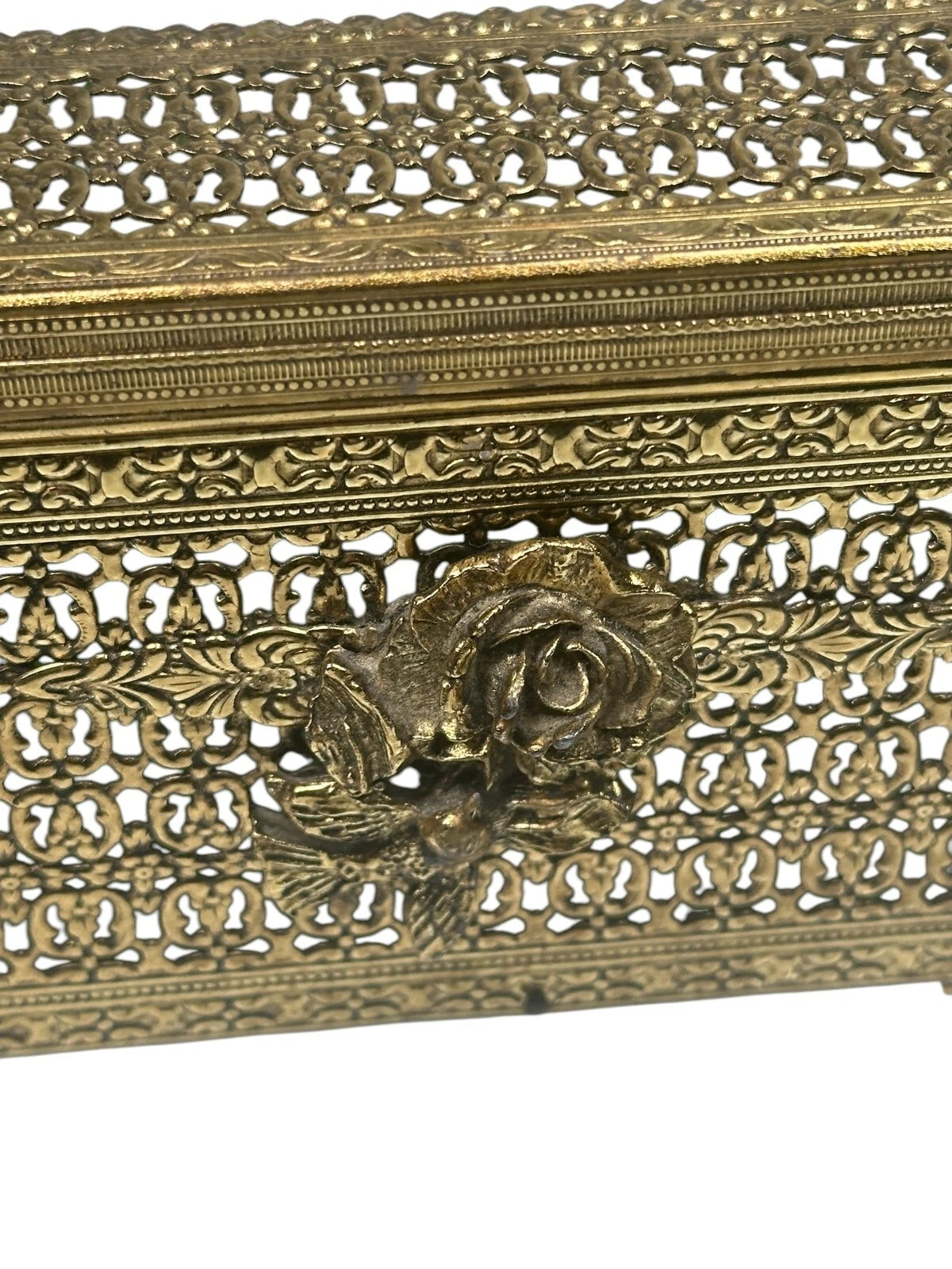 Vintage MCM Hollywood Regency Gold Tone Rose Bird Metal Tissue Box Cover | eBay