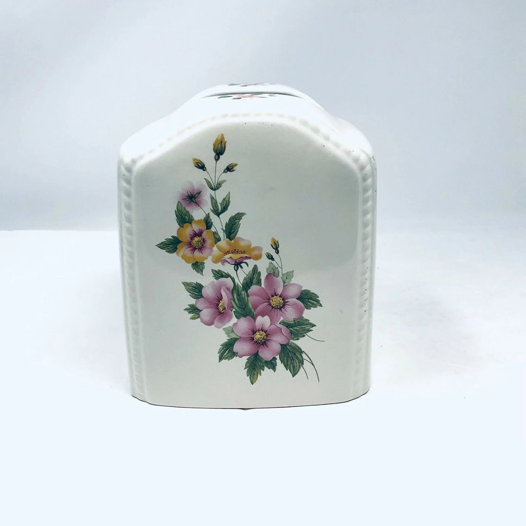 Vintage Ceramic Tissue Box Cover Athena Pink Floral Shabby Chic USA | eBay