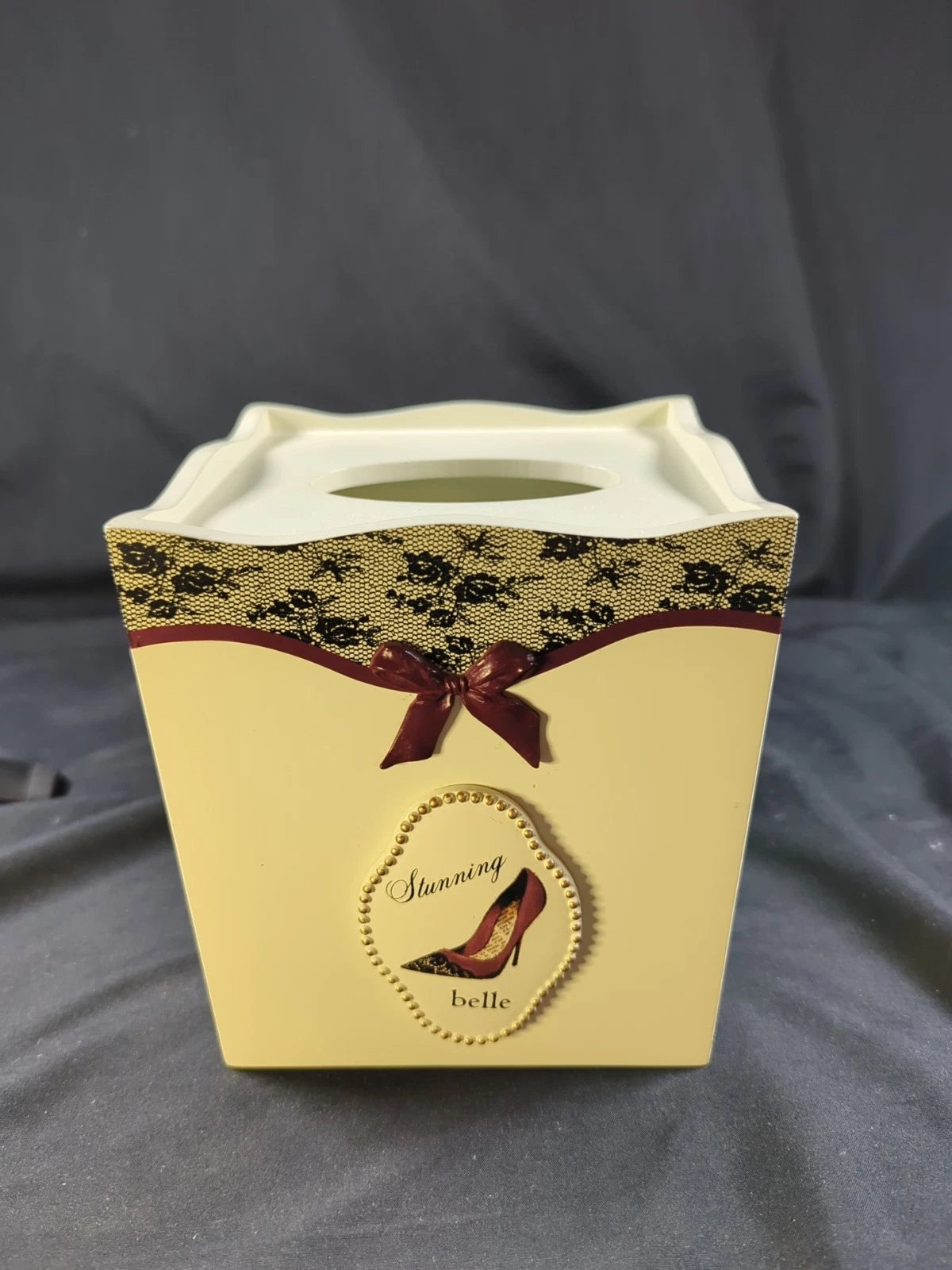 Flirty Tissue Box Cover Decorative Lace Tight Bow Beaded Stunning Belle Design | eBay