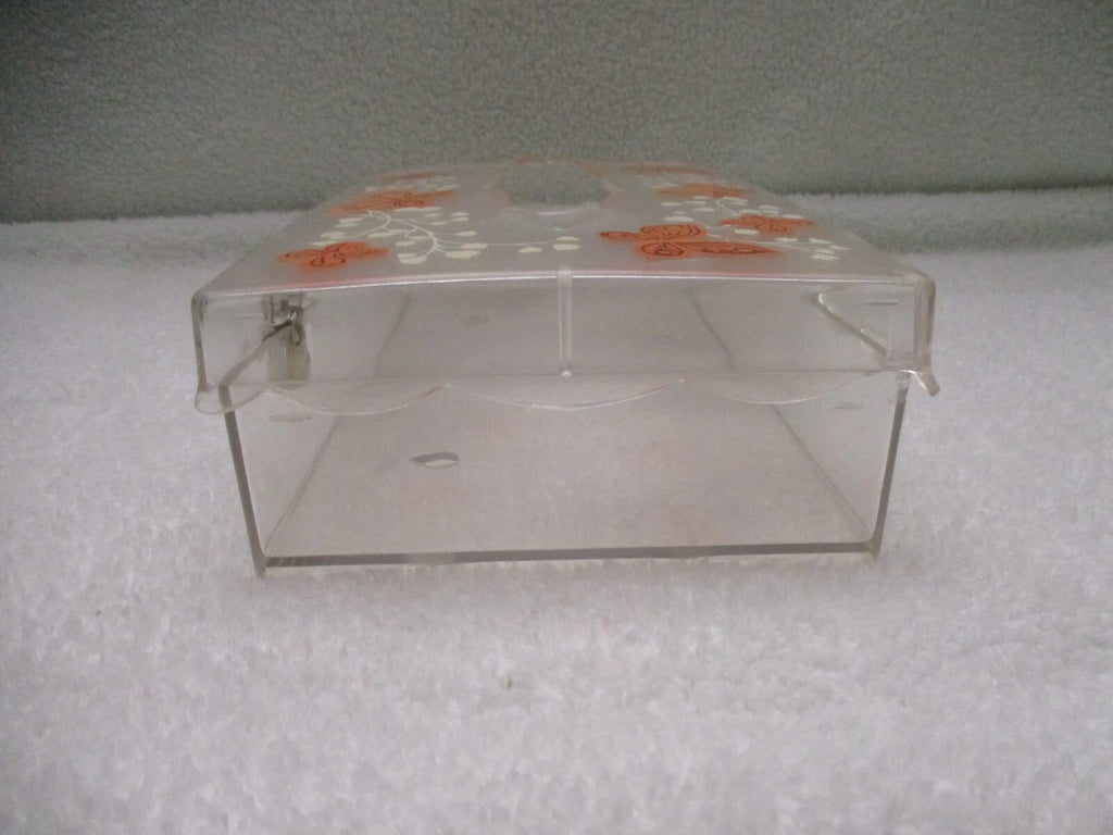 VTG MCM Wolff Clear Acrylic Butterfly Tissue Box Holder Hinged Lid Orange Yellow | eBay