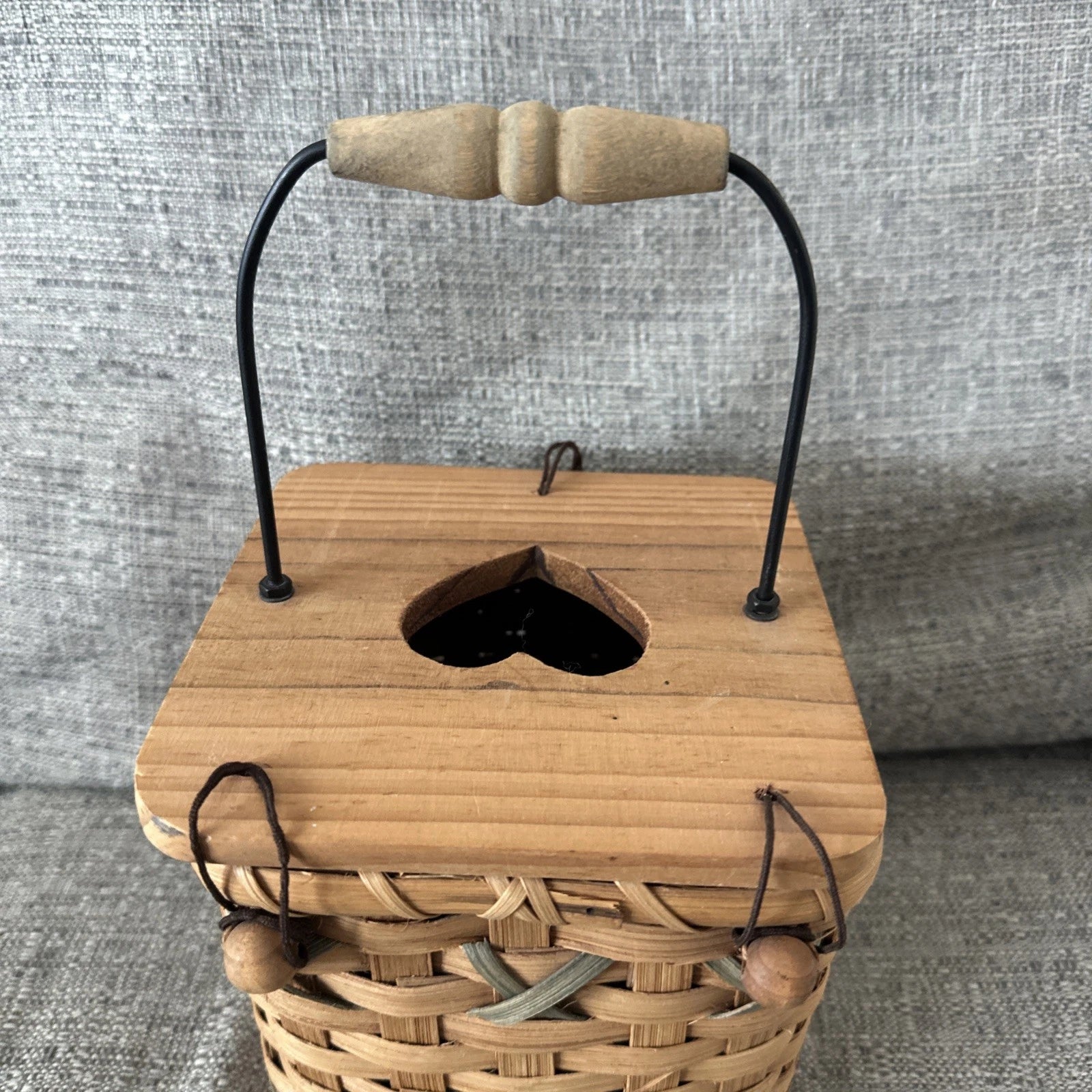 Vintage Wood Basket Tissue Box Cover Primitive Country Farmhouse Decor 11" H | eBay