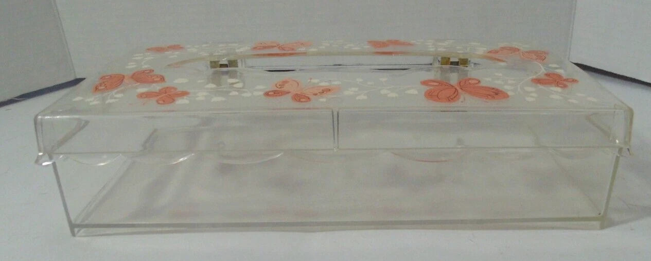 Vintage Wolff Products Tissue Box Cover Home Decor Clear with Coral Butterflies | eBay