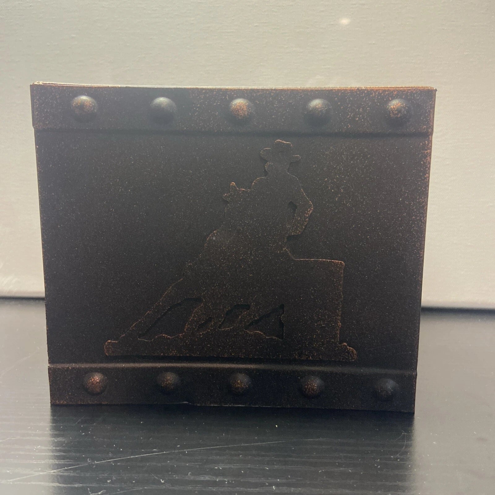 VTG Rustic Cowboy Silhouette Metal Tissue Box Cover Western Cottagecore | eBay