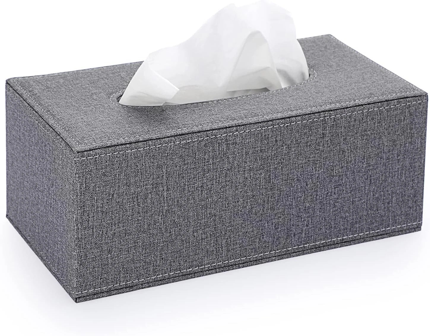 Grey Rectangular Linen Tissue Box Cover with Magnetic Bottom for Home or Office | eBay