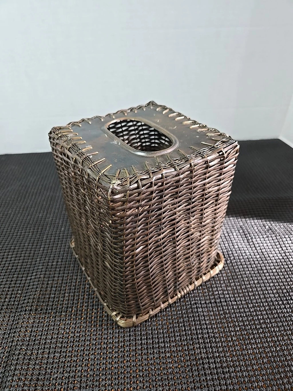 Vintage Wicker Weave Brass Tissue Box Cover | eBay