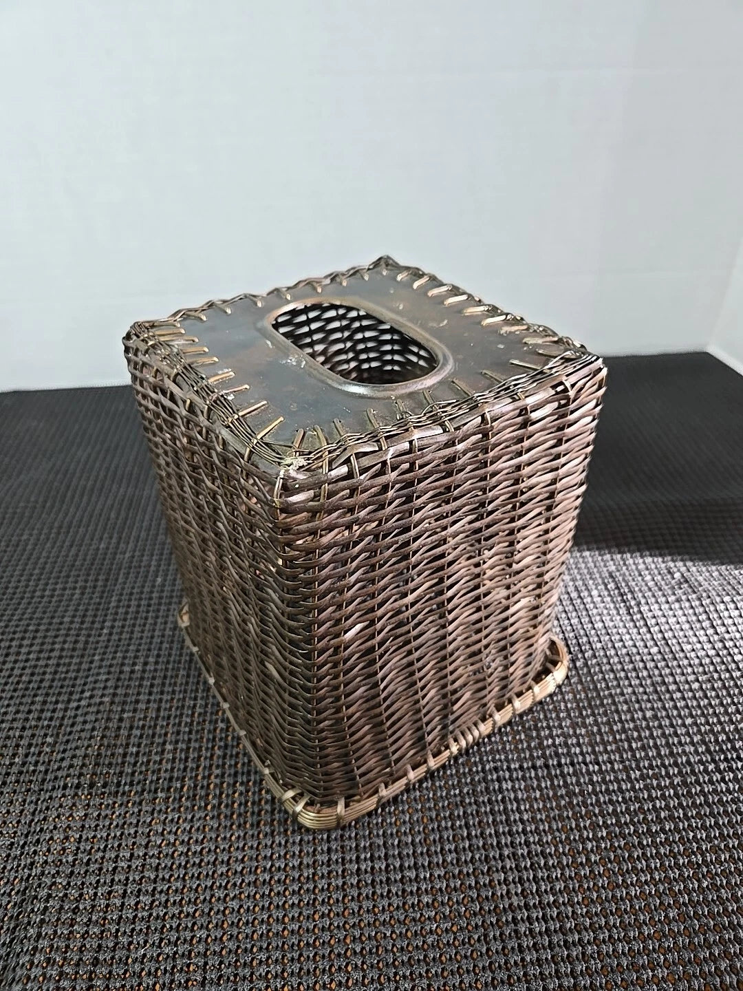 Vintage Wicker Weave Brass Tissue Box Cover | eBay