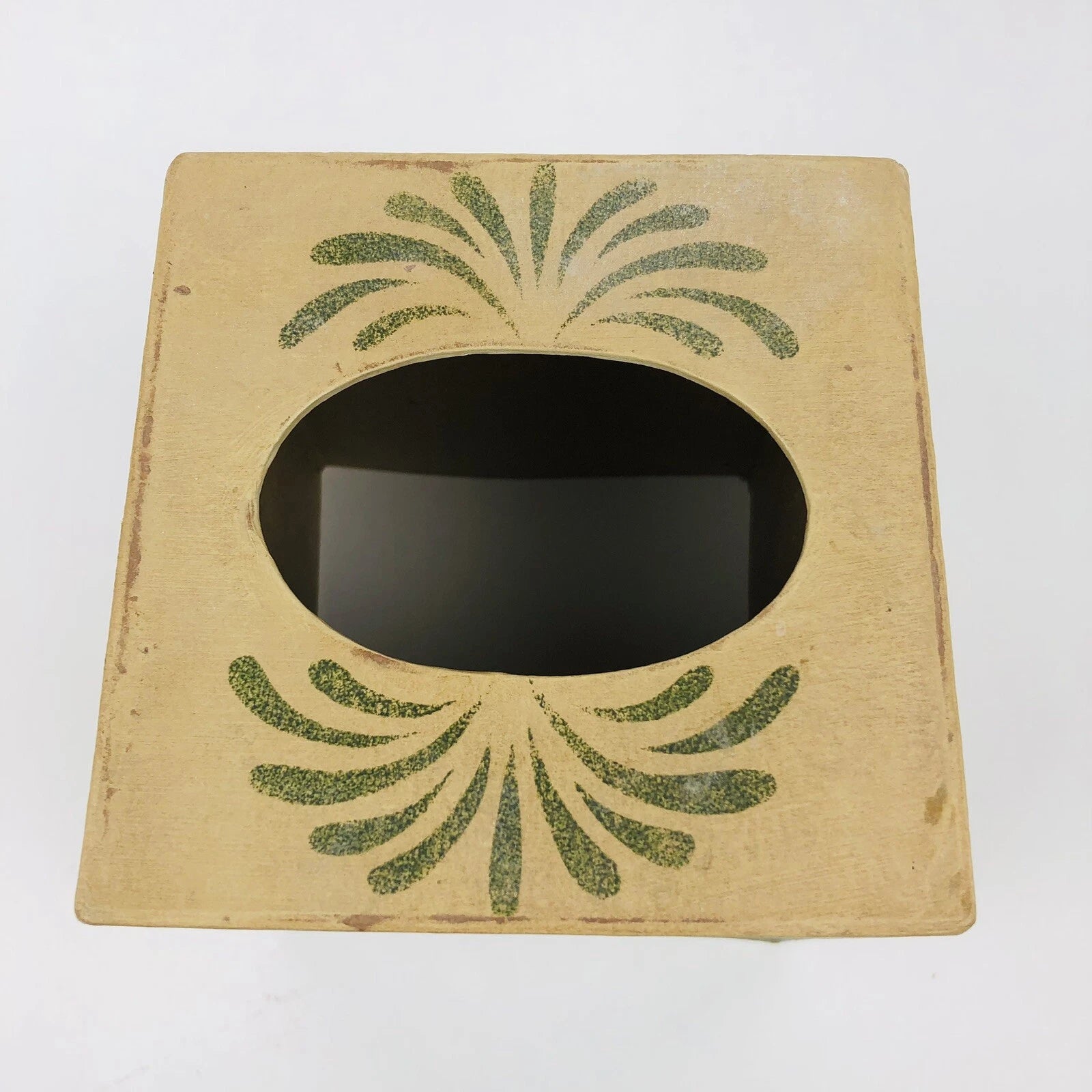 VTG Hand Painted Tissue Cover Box Square Two Thirds Country Farmhouse Cottage | eBay