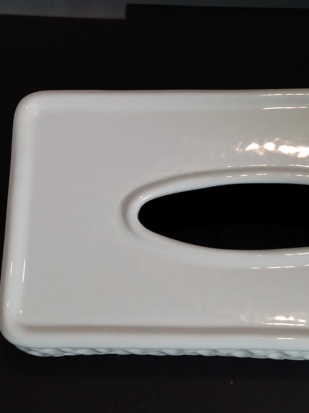 Vintage Ceramic Tissue Box Cover Waffled Lattice Sides Off White | eBay