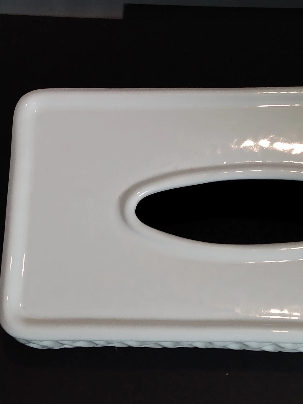 Vintage Ceramic Tissue Box Cover Waffled Lattice Sides Off White | eBay