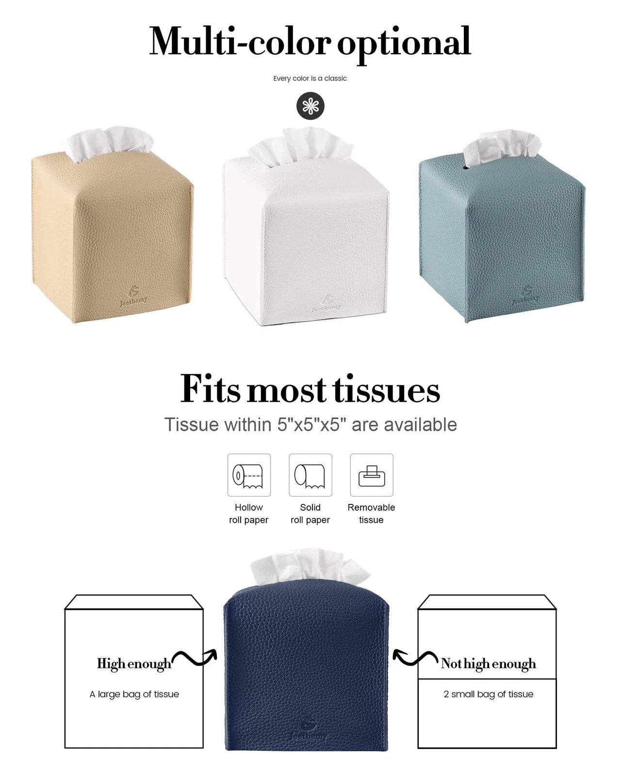 Tissue Box Cover, Square PU Leather Tissue Box Holder, Modern Single Navy Blue | eBay