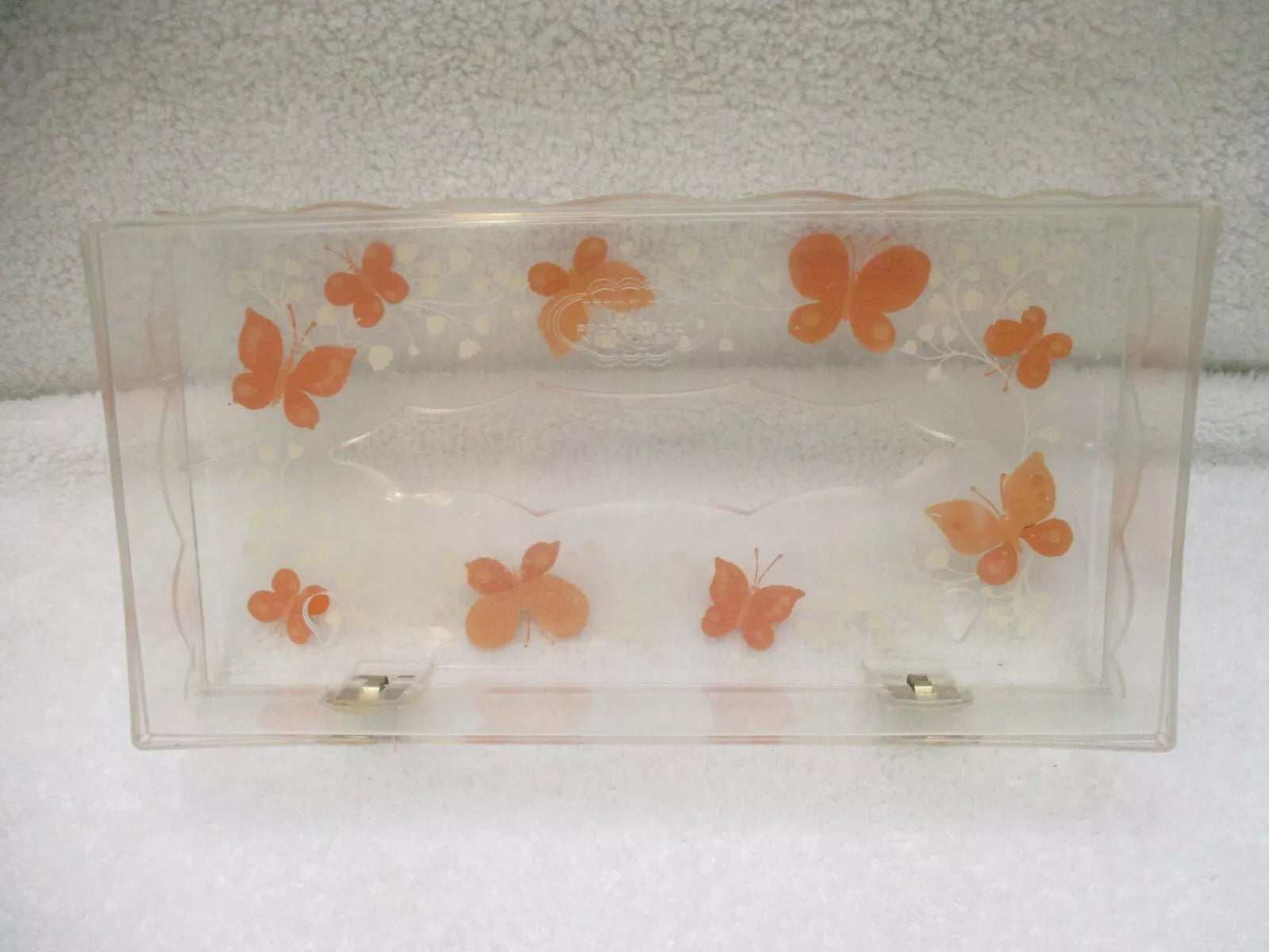 VTG MCM Wolff Clear Acrylic Butterfly Tissue Box Holder Hinged Lid Orange Yellow | eBay