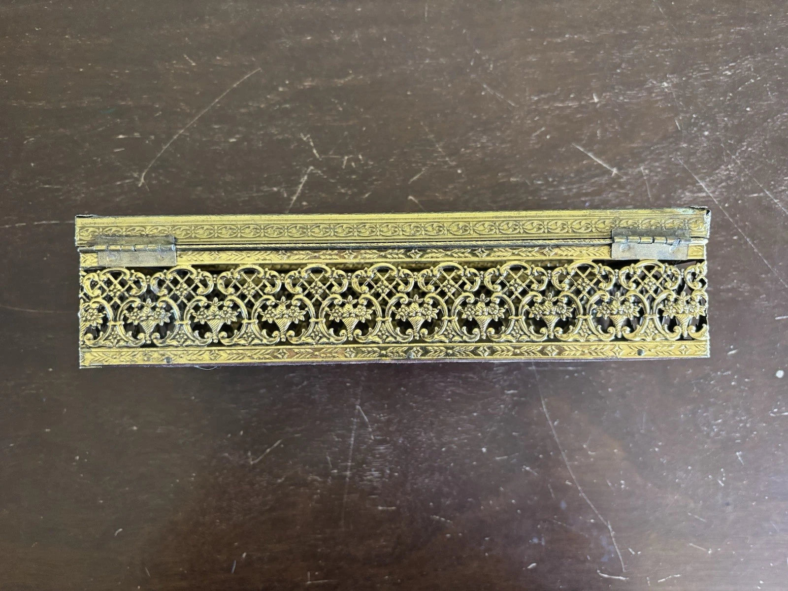 Vintage Gold Tone Metal Filigree Tissue Box Cover Hinged Lid * PLEASE READ * | eBay