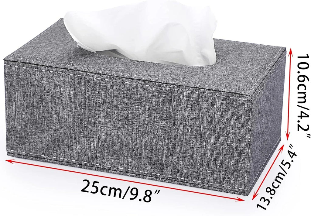 Grey Rectangular Linen Tissue Box Cover with Magnetic Bottom for Home or Office | eBay