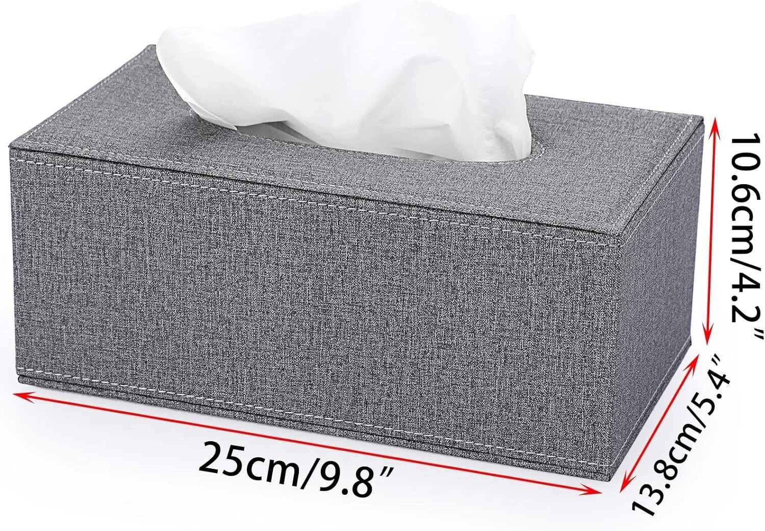 Grey Rectangular Linen Tissue Box Cover with Magnetic Bottom for Home or Office | eBay
