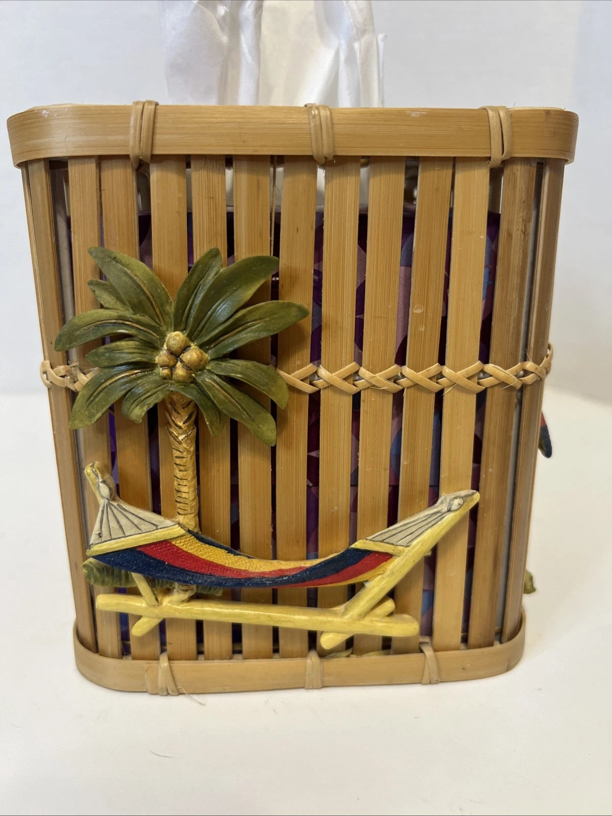 VTG 6" Bamboo Cane Wood Tissue Cube Box Cover Holder Tiki Tropical Beach | eBay