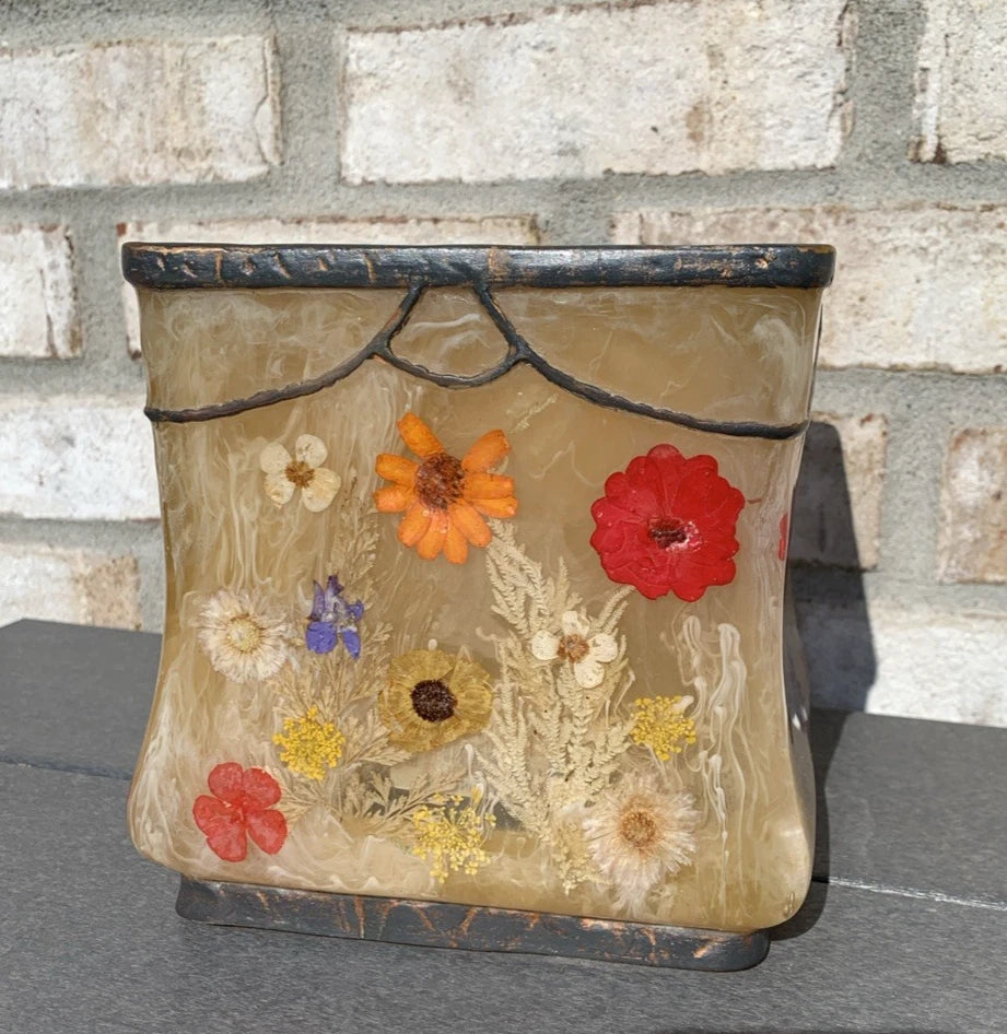 Vintage Acrylic Tissue Box Cover Fresh Fields Pressed Flowers So Pretty!! | eBay