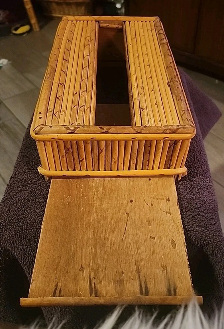Vintage MCM Bamboo Wood Tissue Box Holder Boho From Japan | eBay