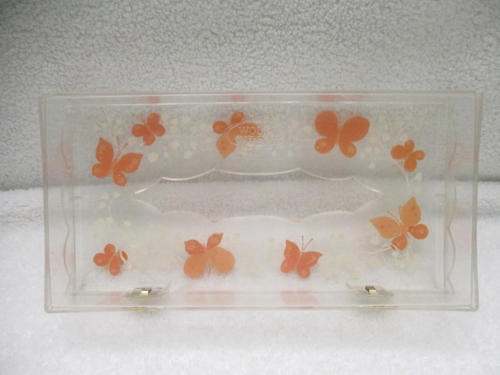 VTG MCM Wolff Clear Acrylic Butterfly Tissue Box Holder Hinged Lid Orange Yellow | eBay