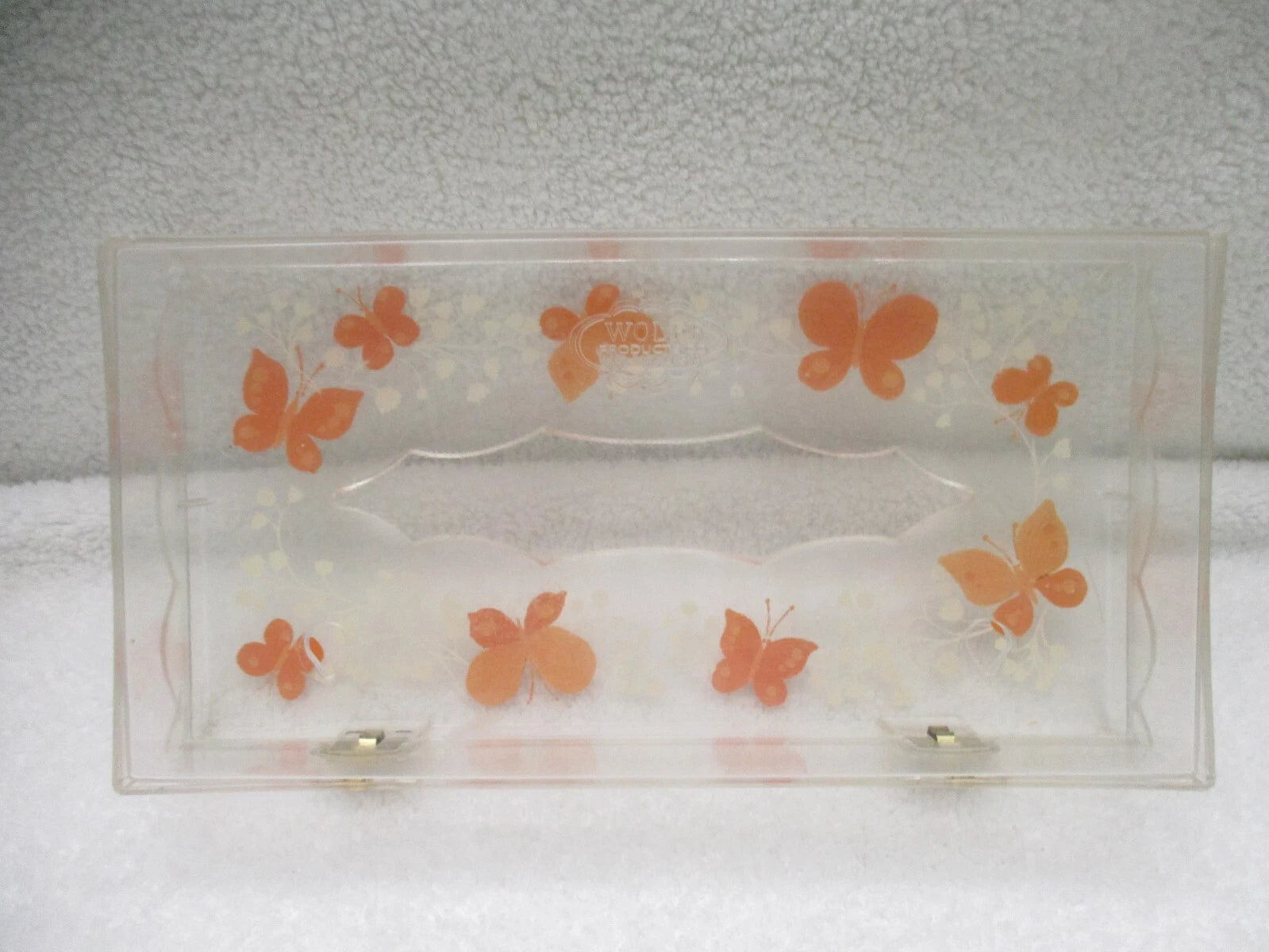 VTG MCM Wolff Clear Acrylic Butterfly Tissue Box Holder Hinged Lid Orange Yellow | eBay