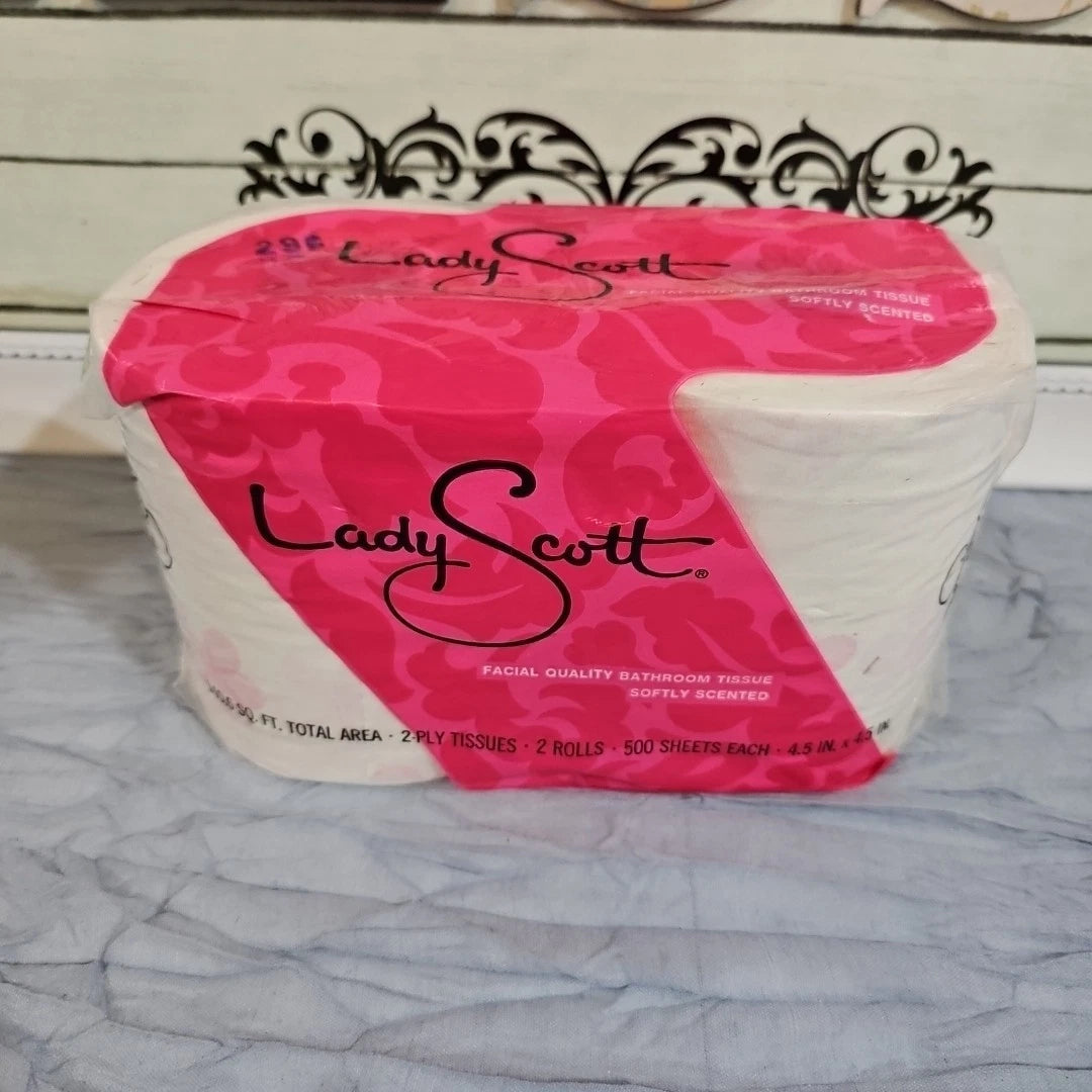 Vintage 1970 Lady Scott bathroom tissue in sealed plastic, green and pink floral | eBay