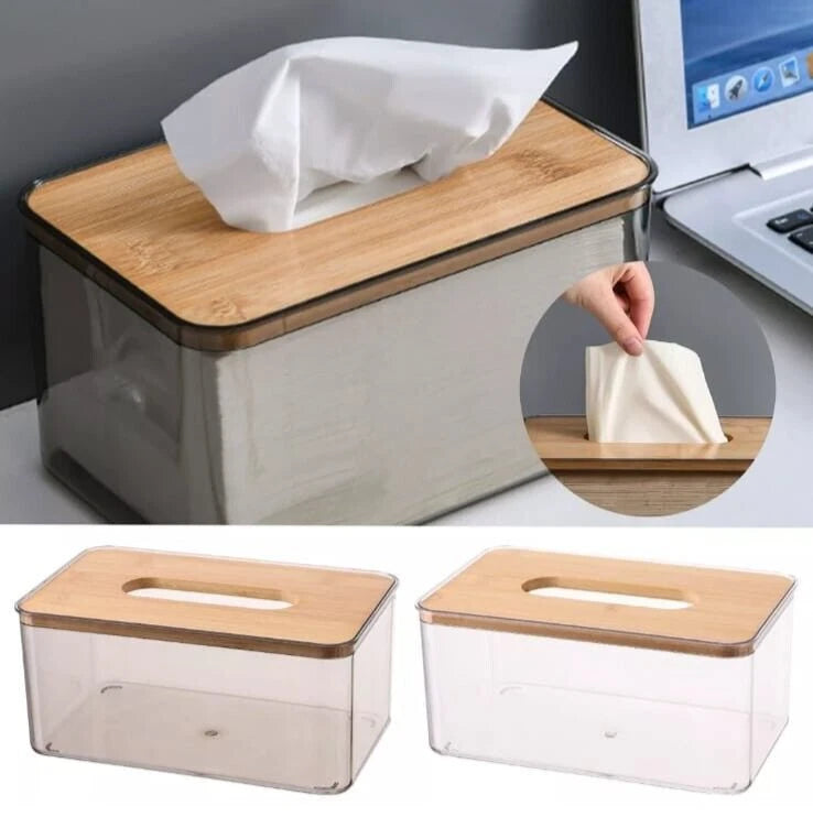Tissue Box With Bamboo Lid For Home Bathroom Kitchen And Office Decoration | eBay