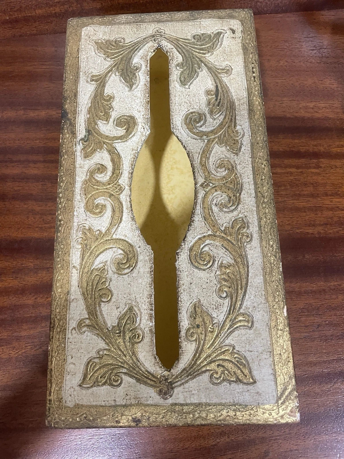 Vintage Gold & White Wood Tissue Box Holder Florentine Style Made In Italy. READ | eBay