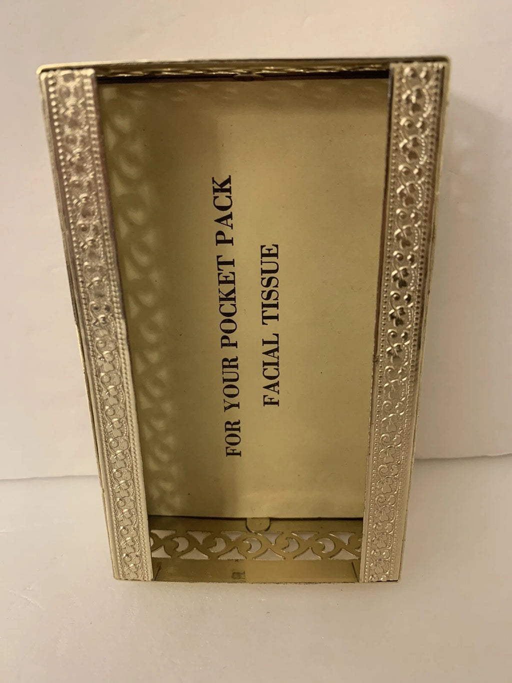 VTG Tissue Holder Box Small Gold Filigree Metal POCKET Vanity Hollywood Regency | eBay