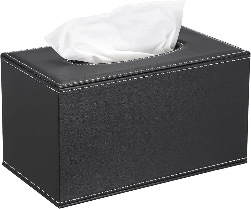 Large Black Rectangular Leather Tissue Box Cover with Magnetic Bottom forOffice | eBay