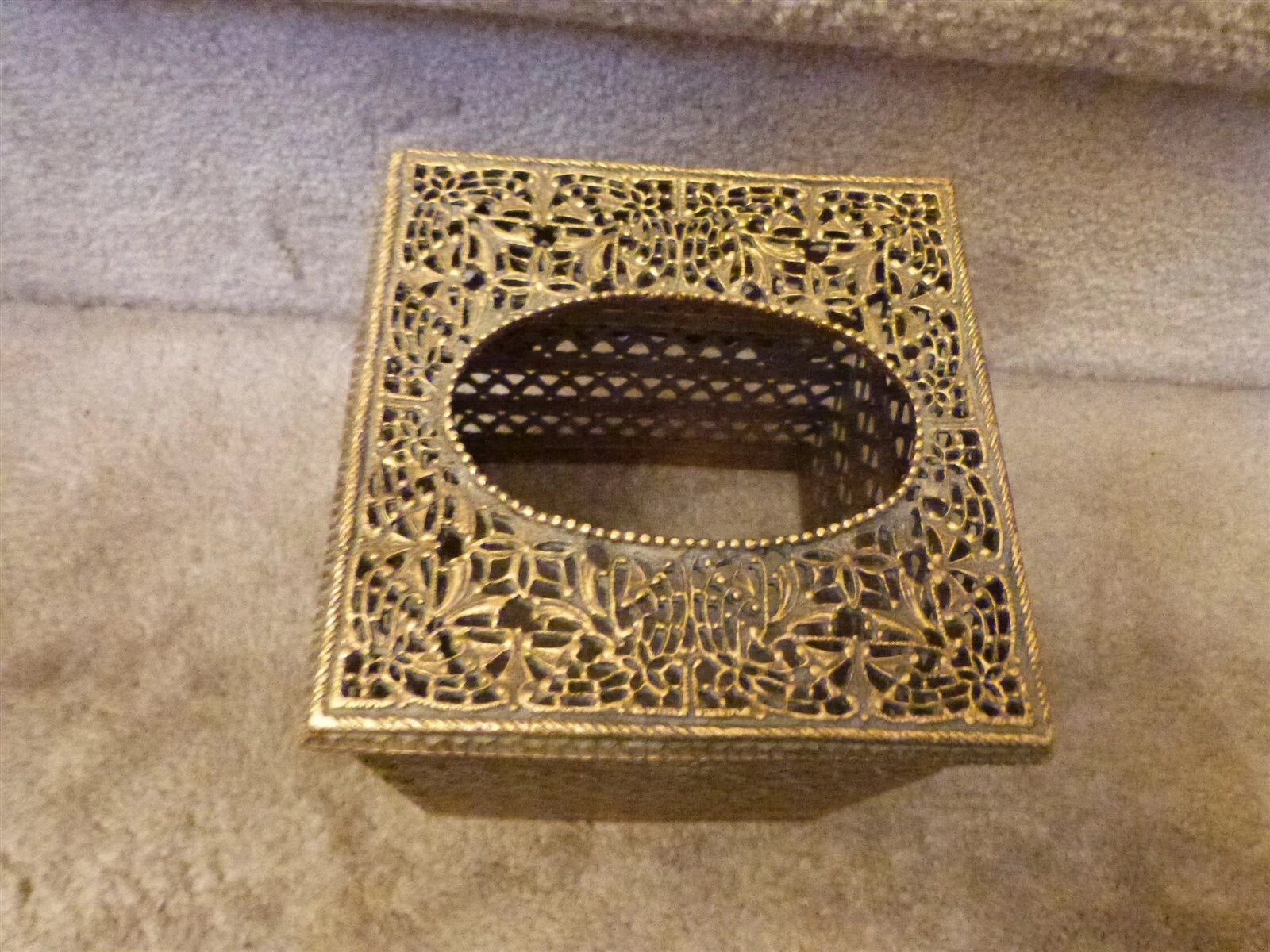 VINTAGE Mid Century Hollywood Regency Ornate Gold Tissue Box Cover Tassles EUC | eBay