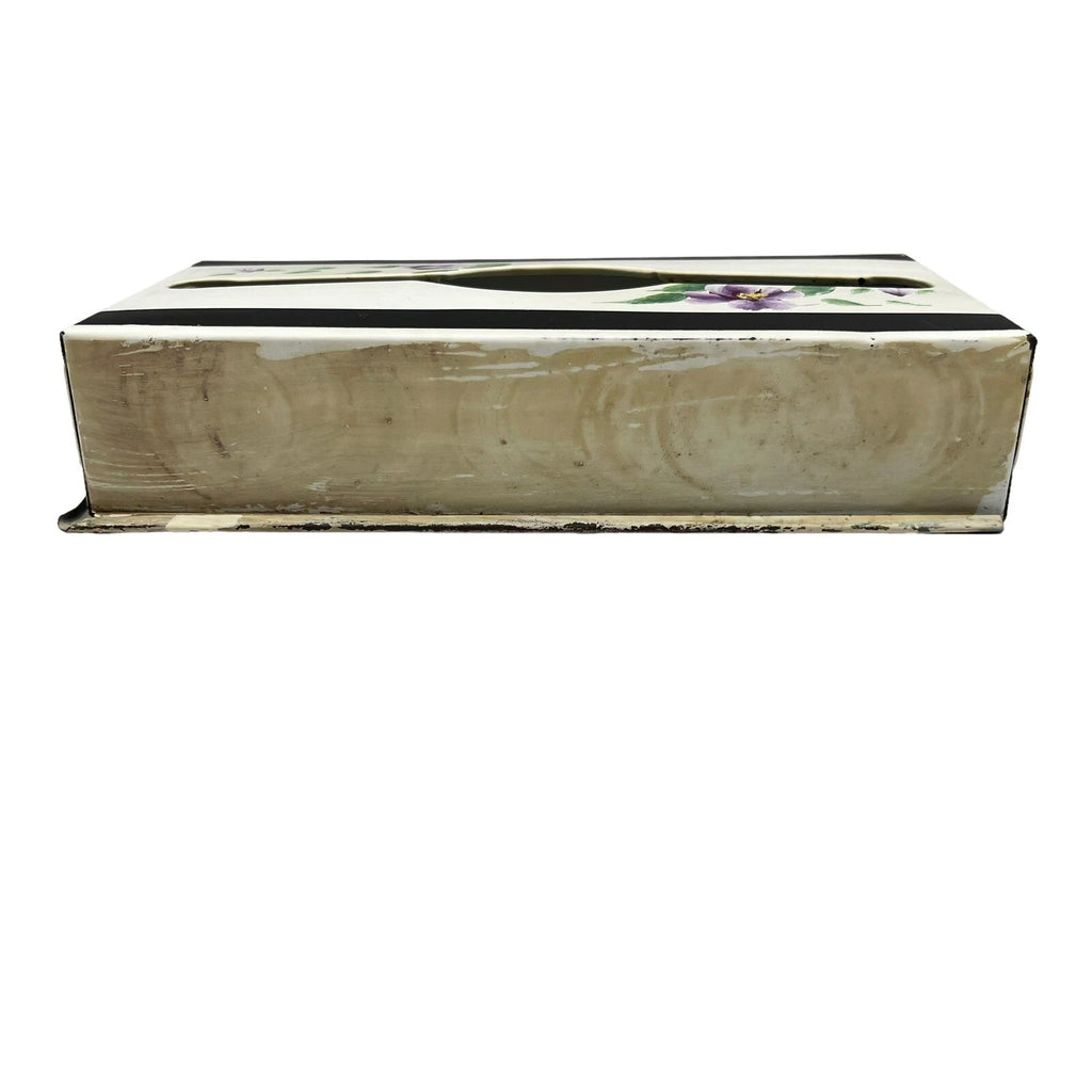 Vintage Metal Long Tissue Box Beige Floral Hand Painted Wall Mount Counter MCM | eBay