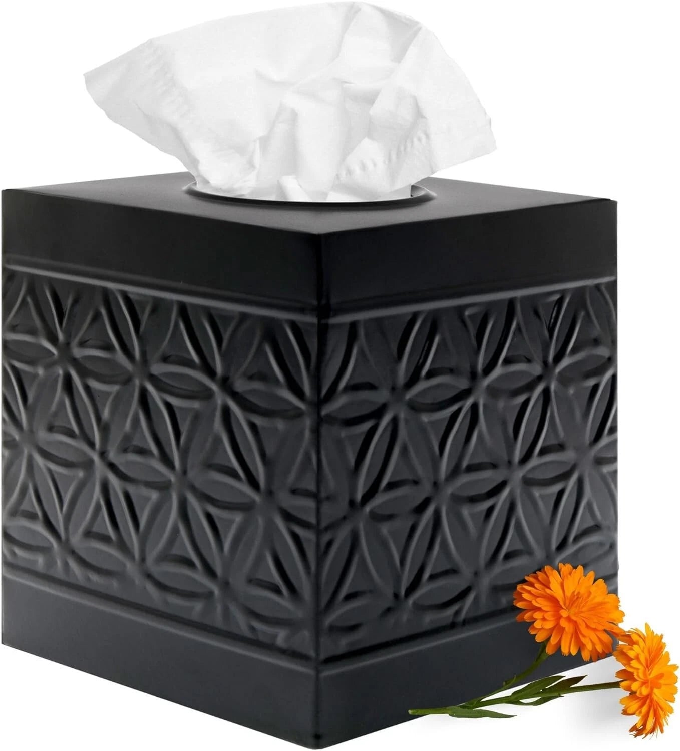 Autumn Alley Black Tissue Box Cover Square, Matte Black Bathroom Accessories | eBay