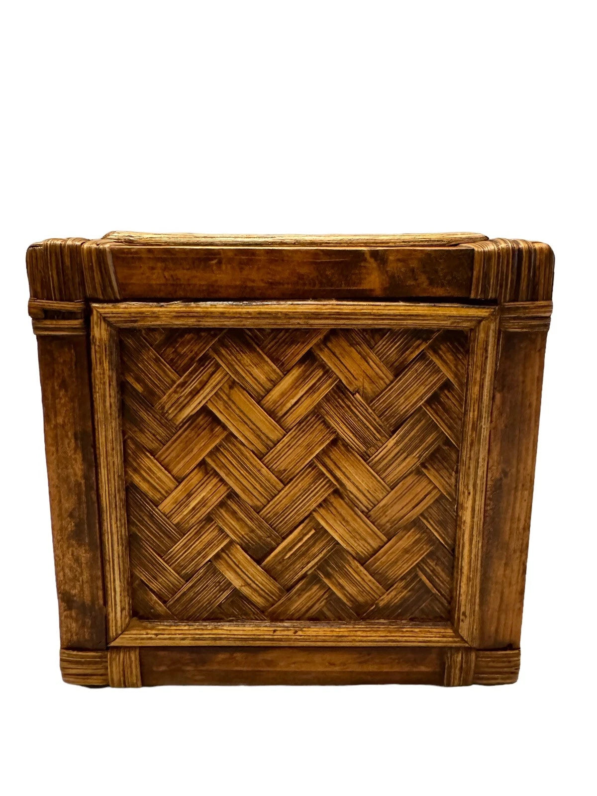 Wood Rattan Weave Tissue Box Cover Boho Coastal Beach￼ | eBay