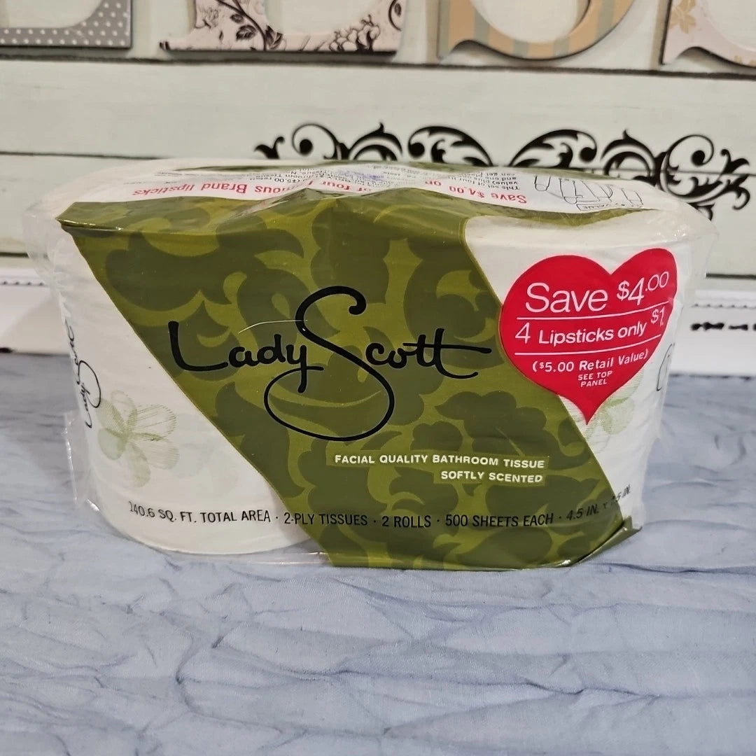 Vintage 1970 Lady Scott bathroom tissue in sealed plastic, green and pink floral | eBay