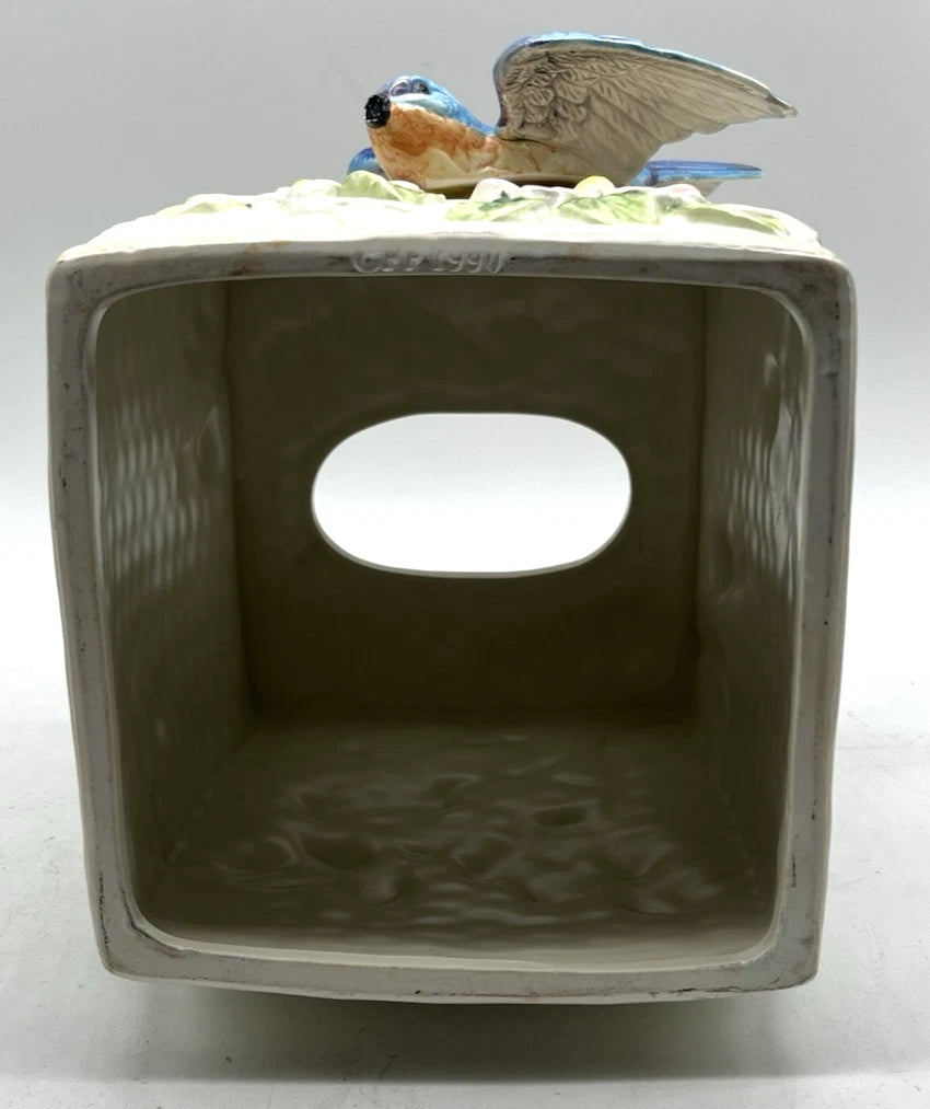 Vtg 1990 Fitz & Floyd Ceramic 3D Blue Bird Pink Dogwood Tissue Box Cover HTF | eBay