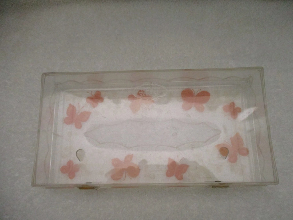 VTG MCM Wolff Clear Acrylic Butterfly Tissue Box Holder Hinged Lid Orange Yellow | eBay