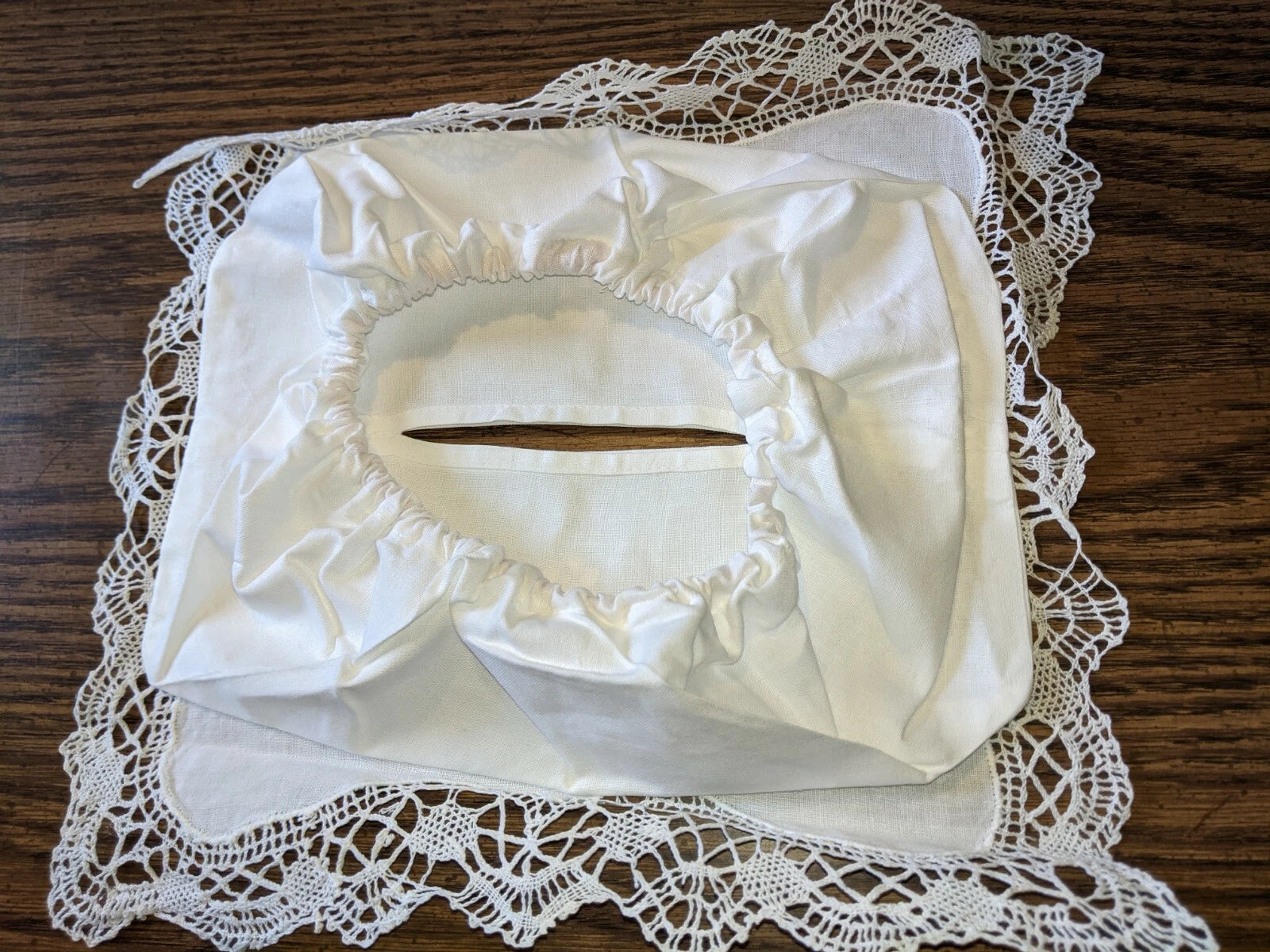 Vintage White Cotton Embroidered & Crochet Tissue Box Cover | eBay