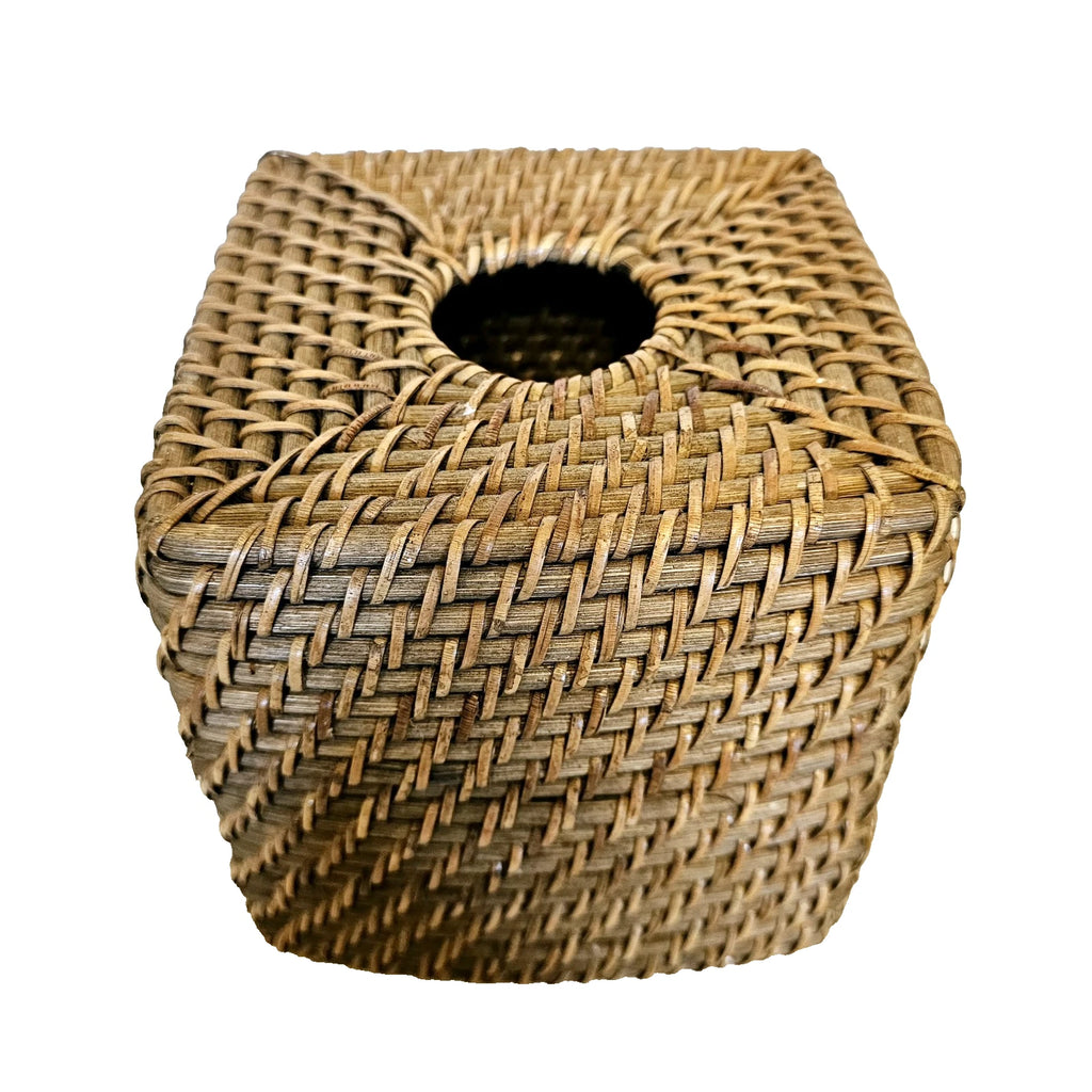 Vintage Wicker Rattan Wood Tissue Box Cover Holder Tropical Coastal Boho Square | eBay
