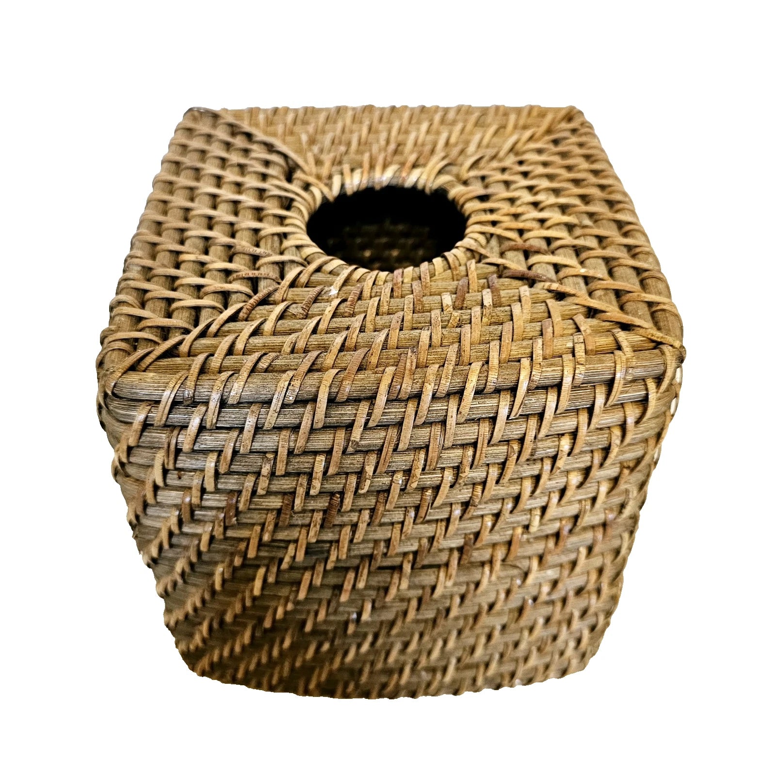 Vintage Wicker Rattan Wood Tissue Box Cover Holder Tropical Coastal Boho Square | eBay