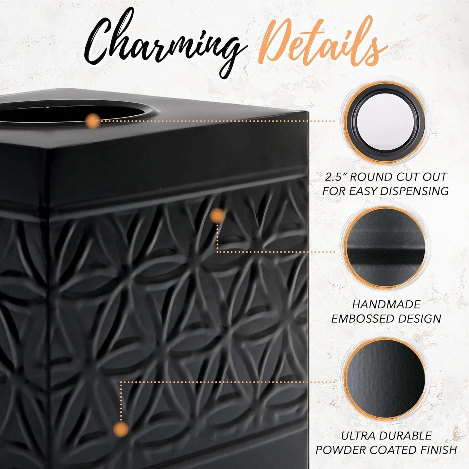 Autumn Alley Black Tissue Box Cover Square, Matte Black Bathroom Accessories | eBay