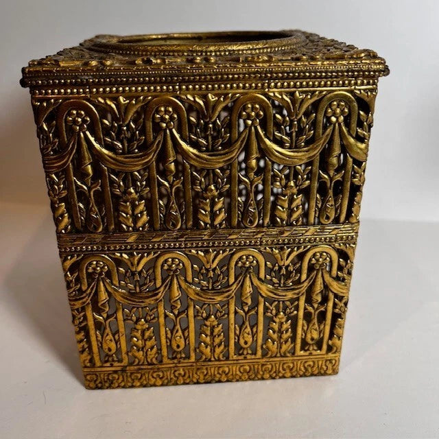 VTG Hollywood Regency Ornate Flower Tissue Box Holder Floral Gold Metal MCM | eBay