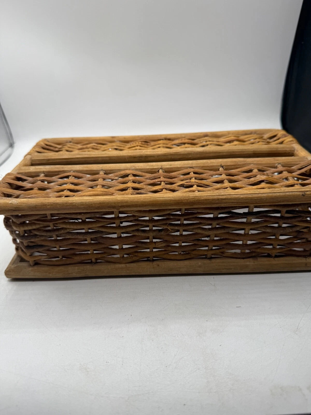 Vintage Wicker Tissue Box Cover Woven Rectangular Made In Philippines | eBay