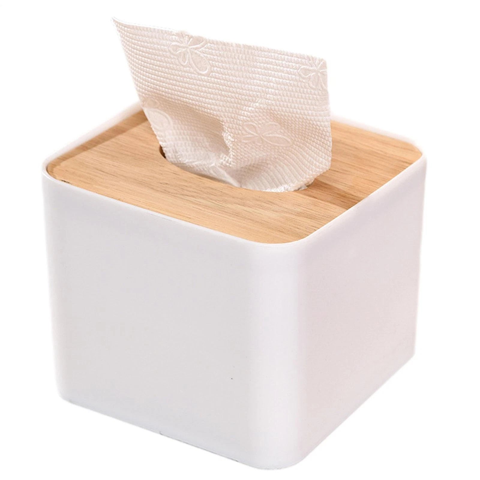 2pcs White Square Tissue Box Storage Case Smooth Wood Cover Facial Tissue | eBay