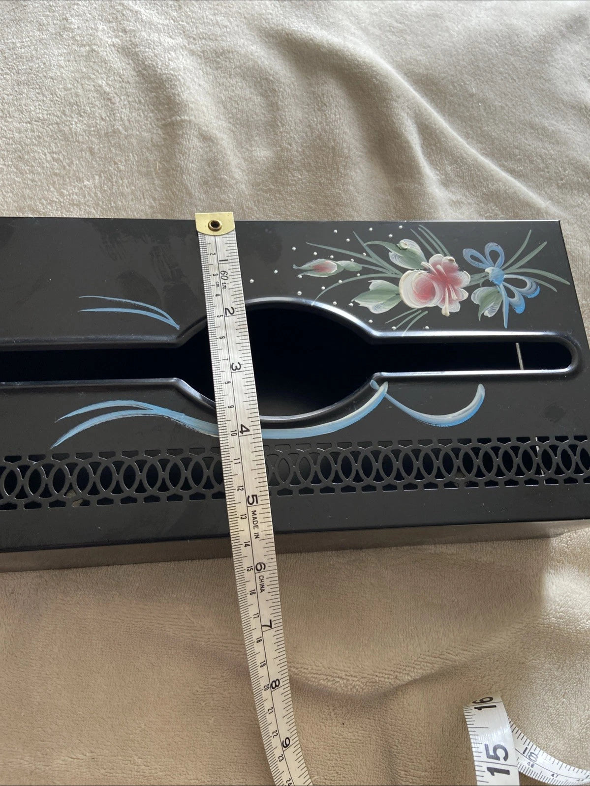 Vintage Metal Tissue Box Cover Holder Wolff Slide Off Back 10”x5” Beautiful | eBay