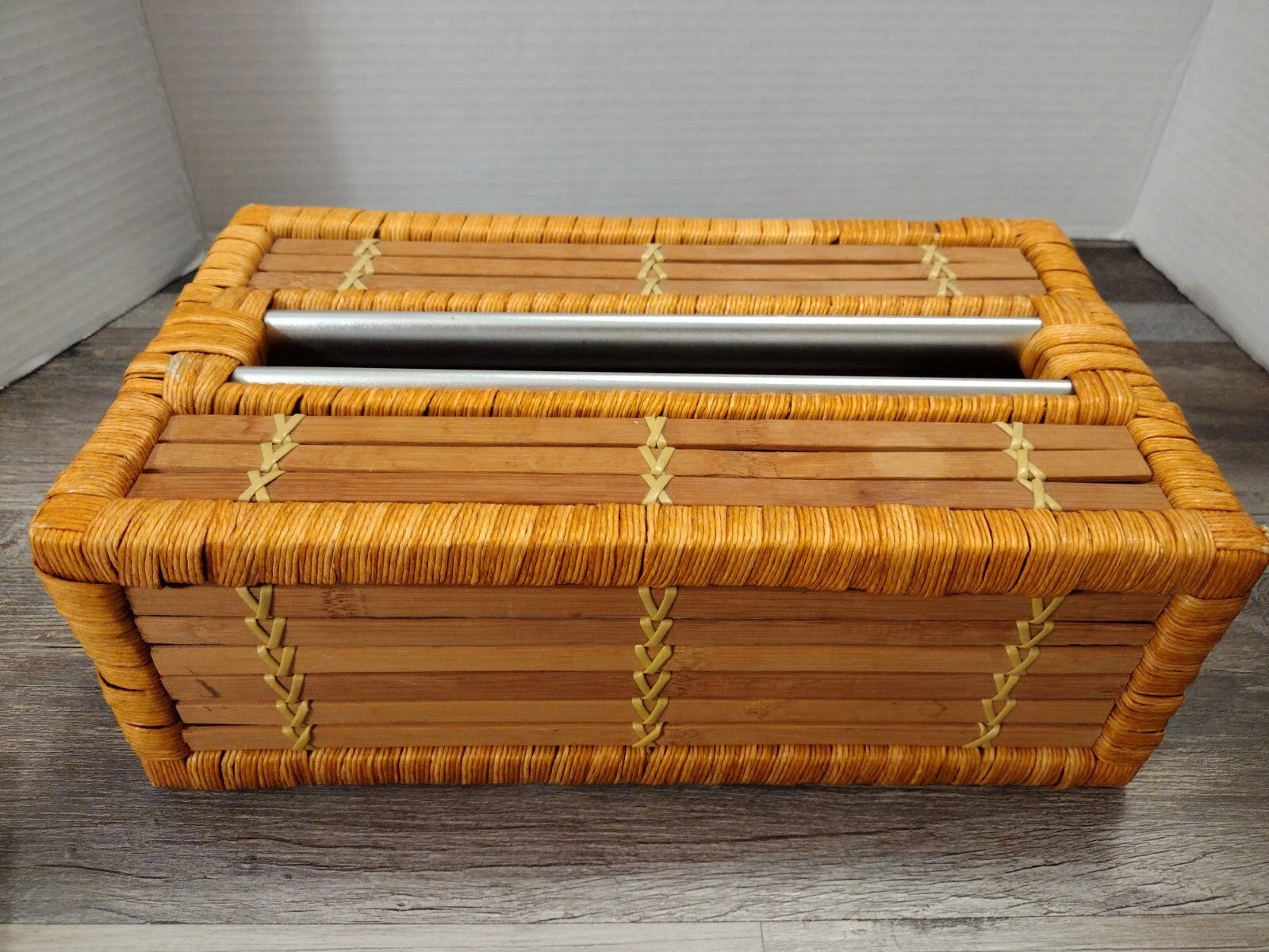 Bamboo Rattan Rectangle Tissue Box Cover With Metal Slot | eBay