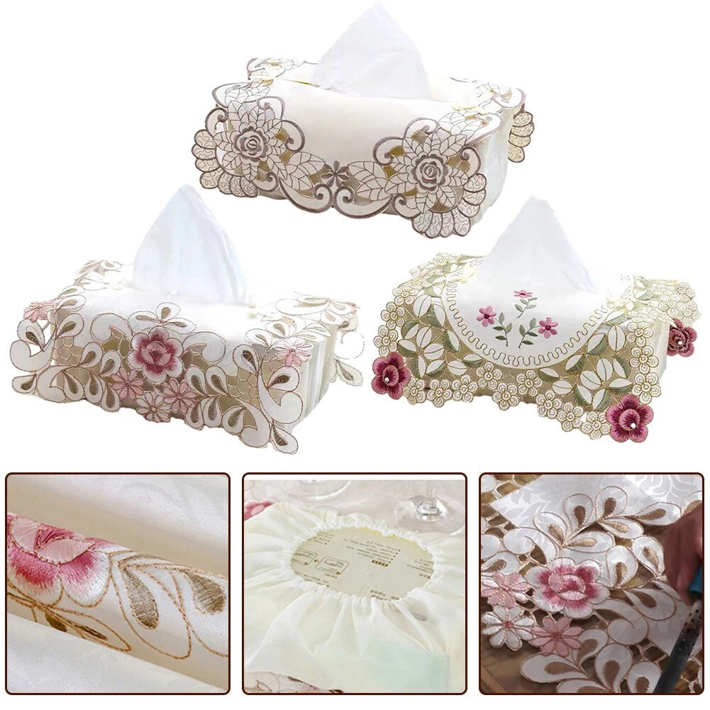 Exquisite Vintage Lace Fabric Tissue Box Cover Embroidered Tissue Box Cover | eBay