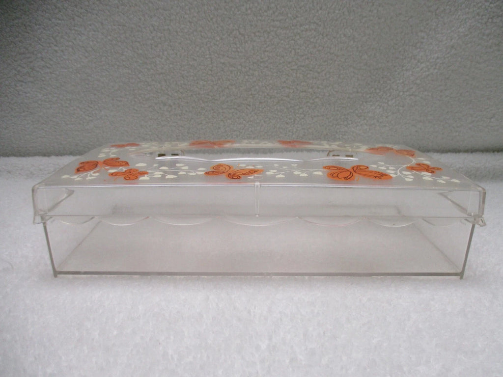 VTG MCM Wolff Clear Acrylic Butterfly Tissue Box Holder Hinged Lid Orange Yellow | eBay